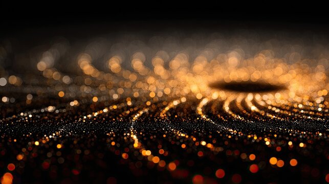 Swirling luminous particles form a cosmic spiral against a dark background