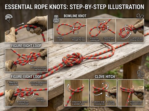 step by step guide for essential climbing rope knots