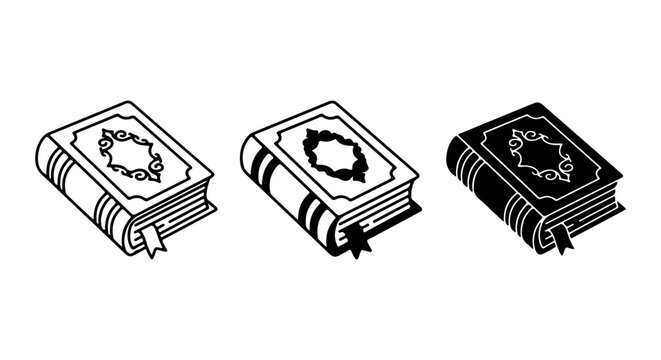 Islamic Book Icons, Quran Vector Set, Holy Book Symbols, Religious Manuscript Graphics