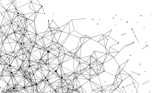Abstract network connection background with dots and lines, technology concept, digital data visualization, isolated on white background