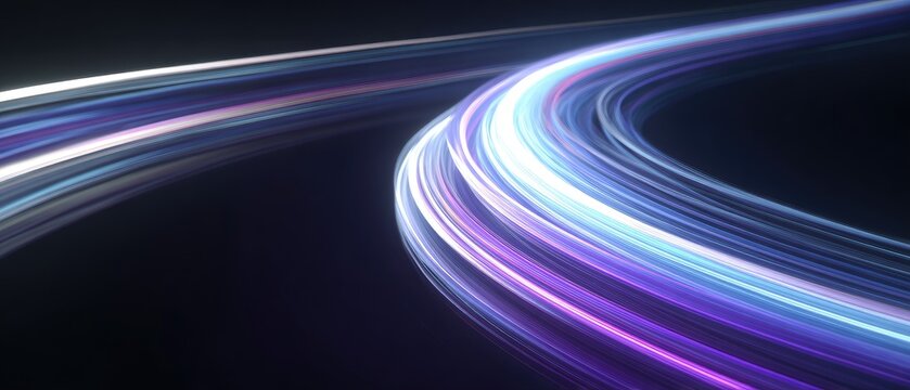 Flowing streaks of vibrant light paint abstract curves across a dark canvas