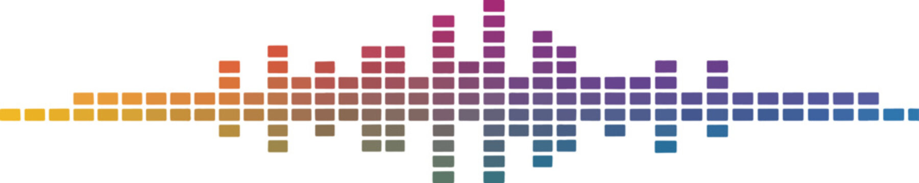 Horizontal audio equalizer display composed of colored squares forming vertical bars