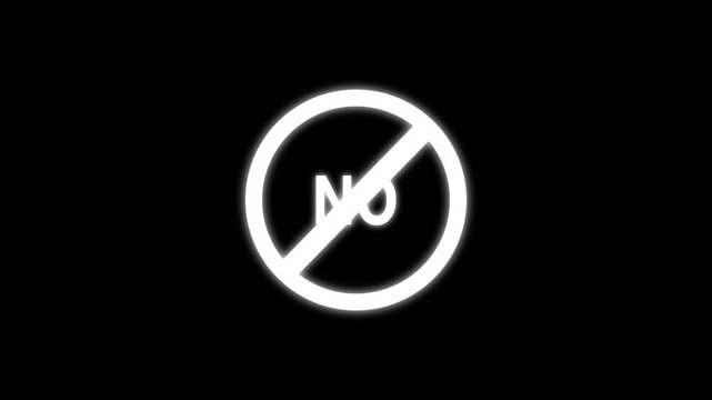 Stop sign White icon. Warning or no entry forbidden circle and line symbol on a black background.