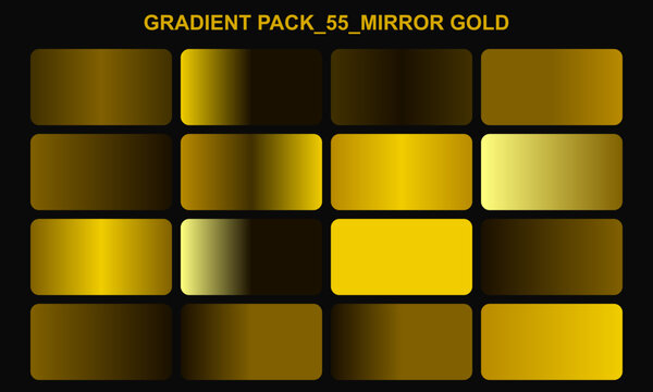 Golden gradient pack, mirror gold gradients, 55 gold color gradients, vector gold backgrounds