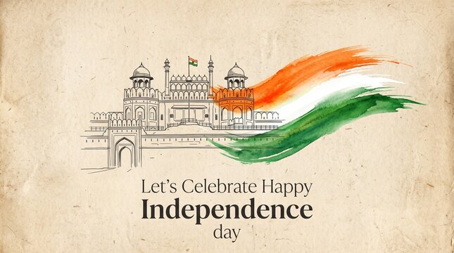 Red Fort background for 15 August India independence day concept drawing illustration hand drawing