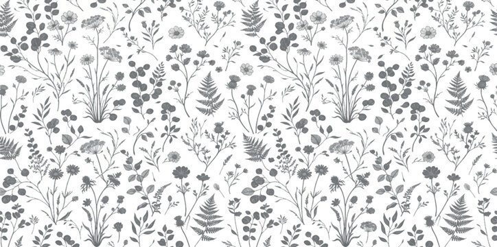 Seamless Leopard Print Pattern with Vintage Floral Ornament Vector Background for Wallpaper Textile Fabric Wrapping Paper Decorative Surface Design Retro Nature Texture