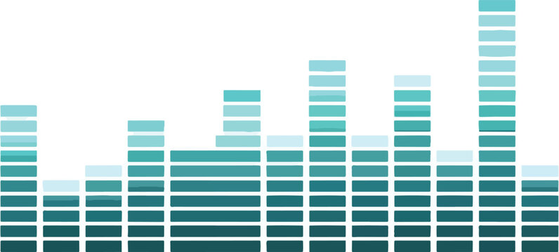 Teal and cyan horizontal bar audio visualizer graphic on white