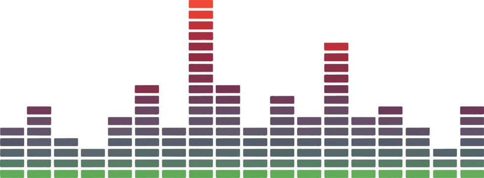Vertical bar audio visualizer with red purple and green blocks