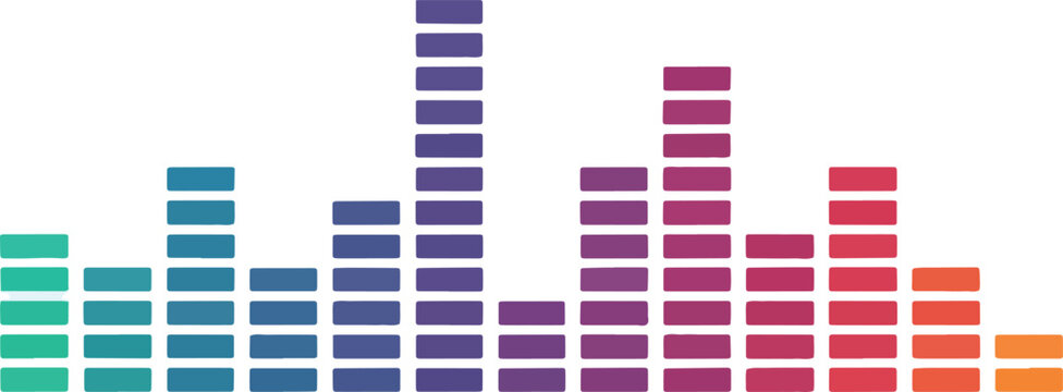 Vertical colored bar equalizer display against a white background