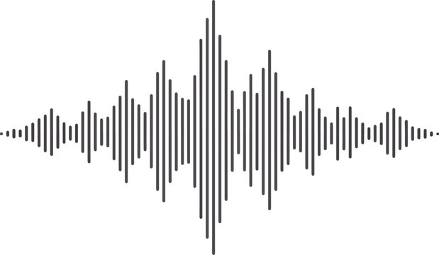 Vertical line graph showing a symmetrical increasing then decreasing sound wave pattern