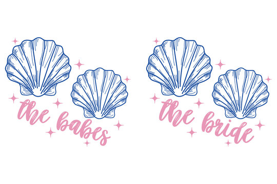 Seashell bride squad design with sparkling accents vector illustration