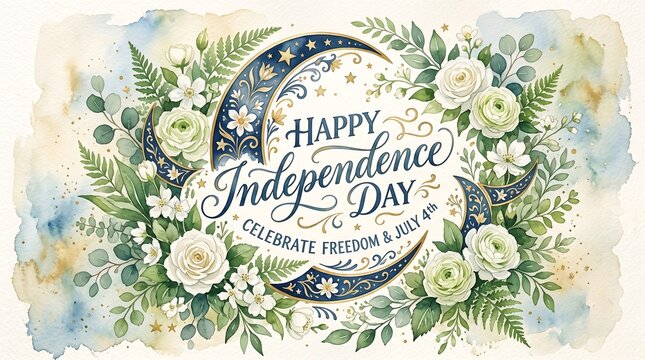 Independence Day, Happy 4th of July, Patriotic Floral, American Celebration