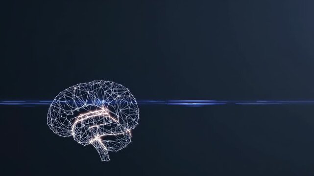 Abstract digital brain illustration with glowing neural connections and light effects on a dark background, showcasing the evolution of thought representation in technology