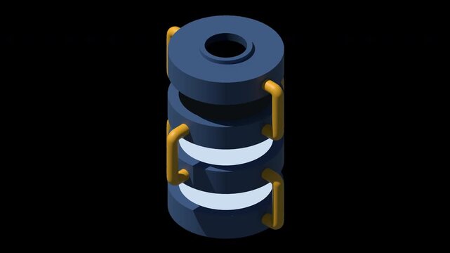 3D isometric cloud database animation. Cloud computing and file cloud storage. Big data storage technology. Isometric technology. Transparent background with alpha channel