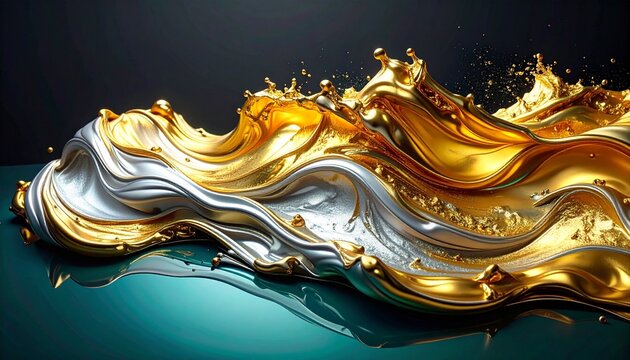 Luxurious Molten Gold Teal Marble