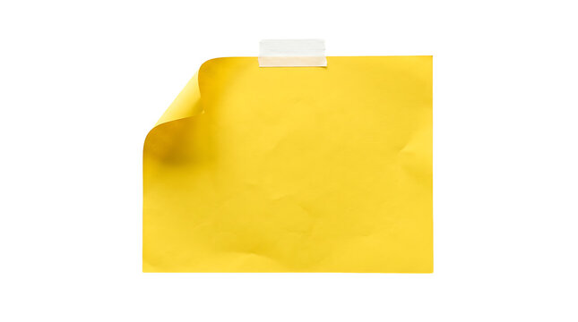 Yellow envelope with corner torn open and white paper inside isolated on transparent background