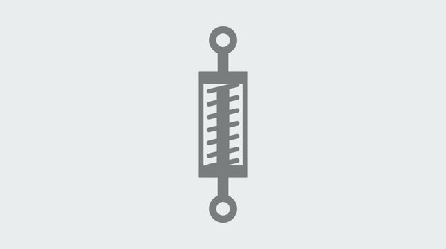 A simple grey icon representing a mechanical shock absorber component