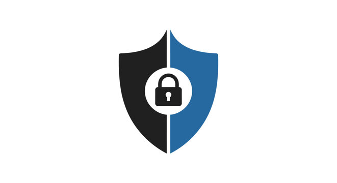 Graphic representation of cybersecurity, security, safety, and data protection shield logo design
