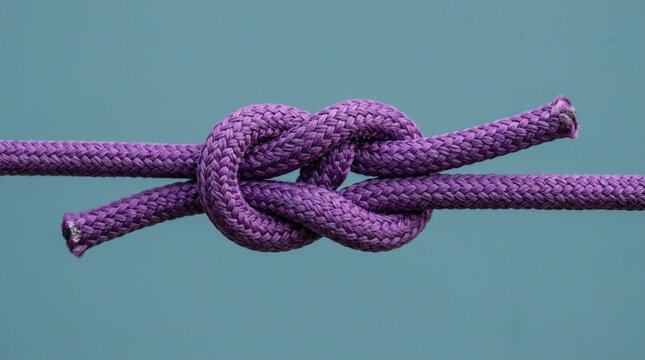 Purple rope tied in a reef knot