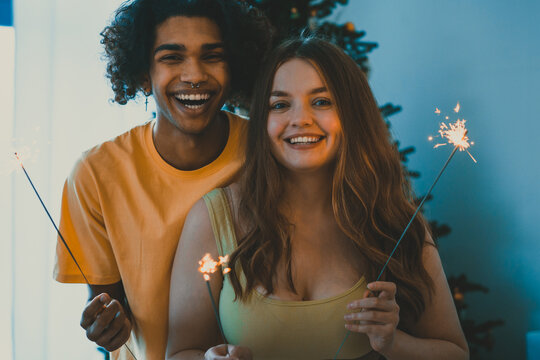 modern multiethnic unstereotyped couple lifestyle moments at home.