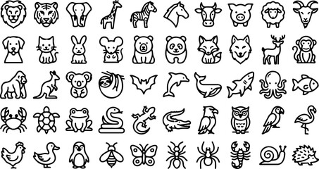 Fototapeta premium Animal Wildlife Icon Collection