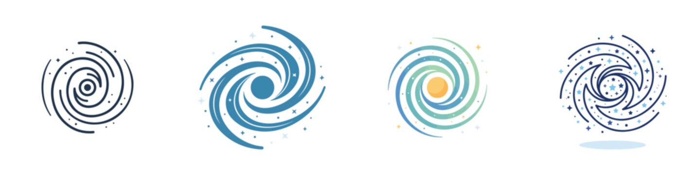 Spiral galaxy icon vector with a simple shape. International Moon Day theme. Vector, illustration, minimalist, flat, icon, icon set
