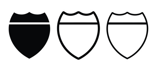 Interstate Route silhouette, outline, and line art highway shield symbols, vector illustration ©     