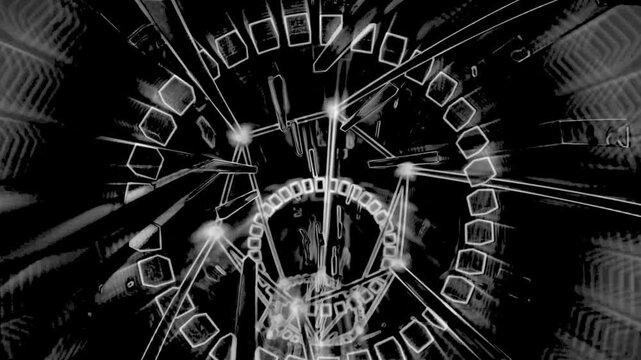 Monochrome Warp Tunnel Flow Abstract Techno Seamless 4K VJ Loop