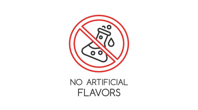 Round Graphic Icon Representing No Artificial Flavors Forbidden Label Sign for Natural Food Products Ban on Chemical Additives and Synthetic Ingredients Guaranteeing Pure Quality
