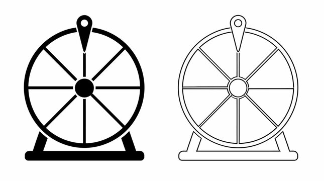 Wheel of Fortune icons, flat and outline style for gambling games