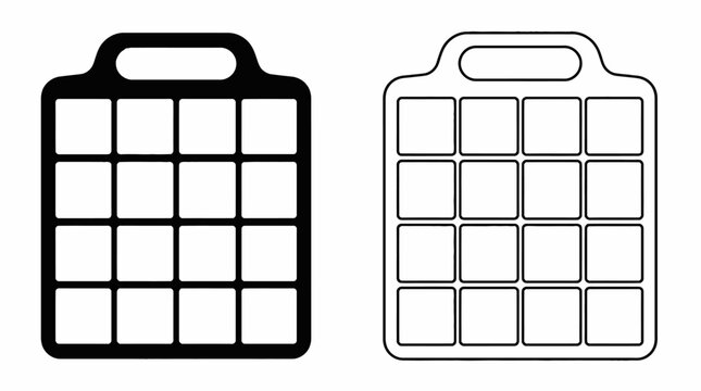 Grid display board icon with handle in solid and outline styles