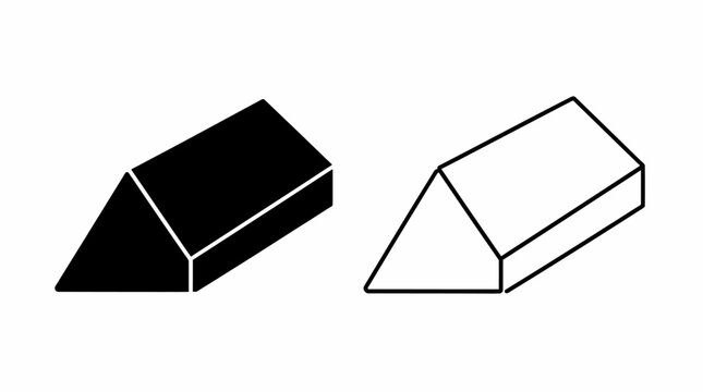 Triangular Prism Geometric Shapes in Solid and Outline Style