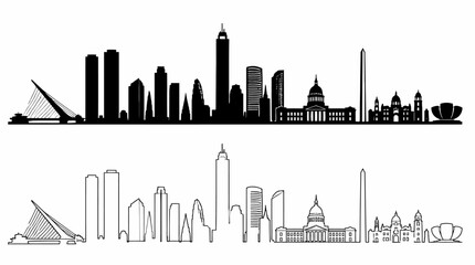 Obraz premium Buenos Aires City Skyline Silhouette Set
