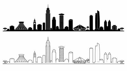 Fototapeta premium New Orleans Skyline Silhouette in Minimalist Black and White