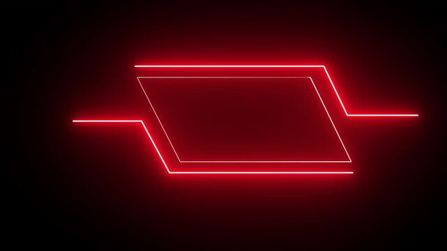 Neon rectangle frame with glowing red lines a vibrant and modern vector illustration on a black background abstract-design 4k 