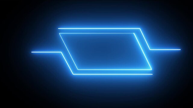 Neon rectangle frame with glowing blue lines a vibrant and modern vector illustration on a black background abstract-design 4k 