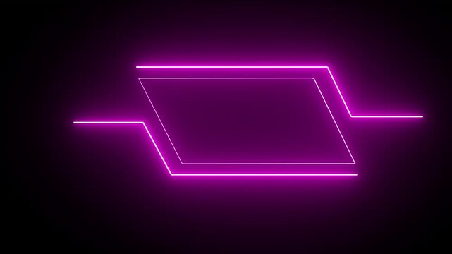 Neon rectangle frame with glowing pink lines a vibrant and modern vector illustration on a black background abstract-design 4k 