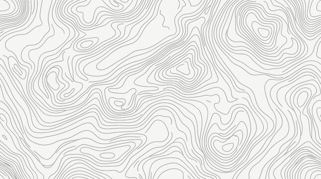 Abstract topographic map outline seamless pattern featuring modern minimalist black and white topography landscape background design with relief contour land line drawing wallpaper print texture.
