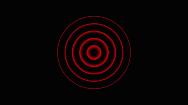 Radio wave lopping animation concept on black background red radio wave,  tecnology radio wave station single lopped motion 4k animation 