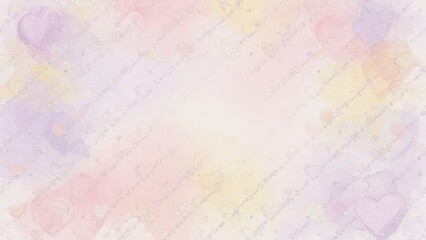 Fototapeta premium Soft pastel watercolor artistic surface with gently hand drawn heart shapes arranged in a whimsical celebratory arrangement perfect for romantic greeting cards and lovely sentimental holiday proj