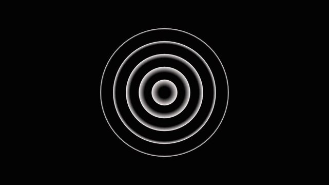 Radio wave lopping animation concept on black background white radio wave,  tecnology radio wave station single lopped motion 4k animation 