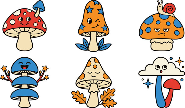 Cute cartoon globe characters with smiling faces and world map for school design