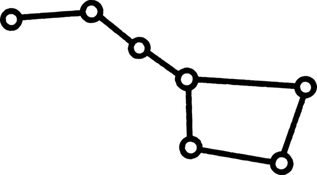 Big dipper constellation stars line art hand drawn illustration