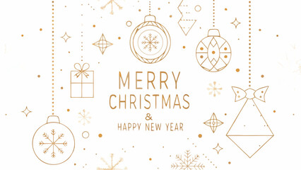 Festive Ornament Pattern With Geometric Shapes And Holiday Greetings © Amrita