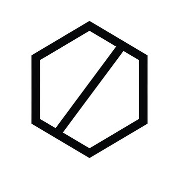 Hexagonal prohibition icon with diagonal slash line vector for UI design and warning symbol