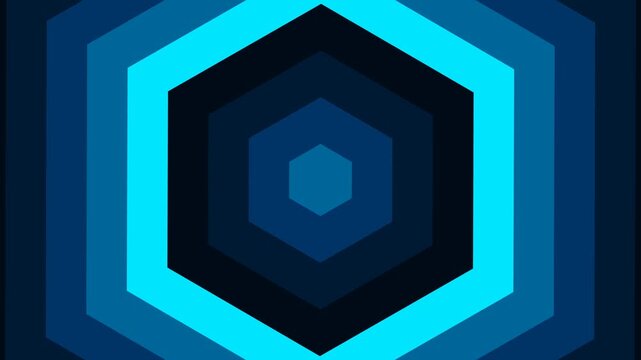 Blue Hexagon Tunnel Loop. A seamless motion graphic of pulsing blue hexagonal shapes. This abstract digital tunnel effect is perfect for tech, science, and modern corporate backgrounds