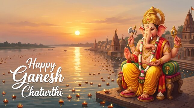 Happy ganesh chaturthi celebration hindu festival india lord ganesha tradition
