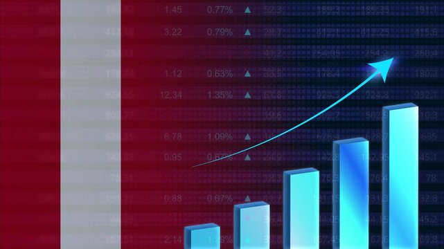 Peru economy growth concept background.Peru stock exchange.Peru flag with stock market graph and bar