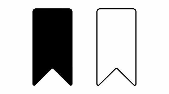 Bookmark icons set, solid and outline styles for UI design