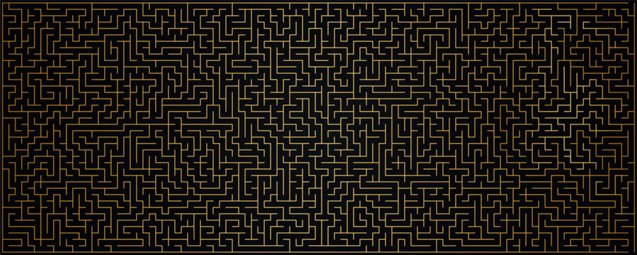 Golden maze background. Golden luxury labyrinth background